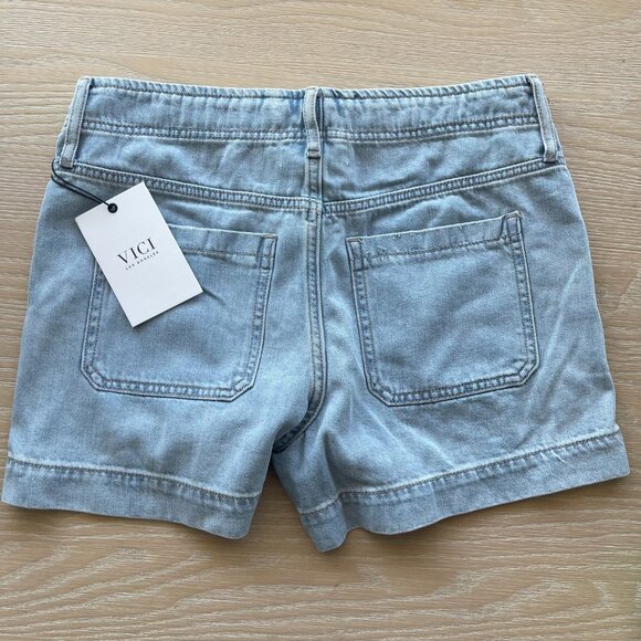 VICI Collection Westley Drawstring Denim Shorts in Light Wash - Picture 7 of 7
